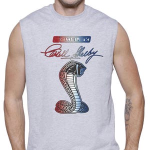 Shelby Racing 1962 Cobra, vintage Shelby Amerikaanse vlag, mouwloos shirt, T-shirt Shelby-logo, trotse Shelby-eigenaar, autoliefhebber, Shelby