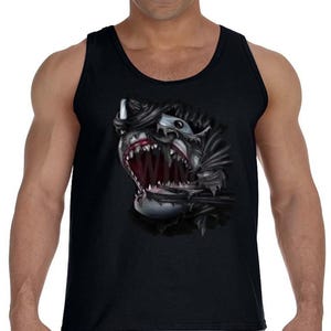 Shark Monster Scary Funny Humor Tank Top  Men Graphic Shark themed Birthday Party Angry Shark Gift for Him Fathers day Ocean