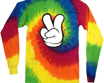 Peace sign tie dyed shirt long sleeve shirt peace tie dye tee shirt for men
