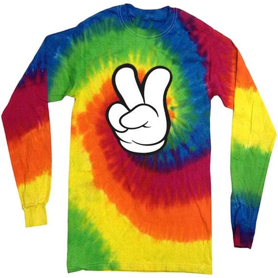 Segno di pace cravatta tinti camicia manica lunga camicia pace tie dye tee camicia per gli uomini - Italia