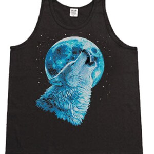 Lone wolf howling at the moon / Mens Tank top or Sleeveless T-shirt image 2