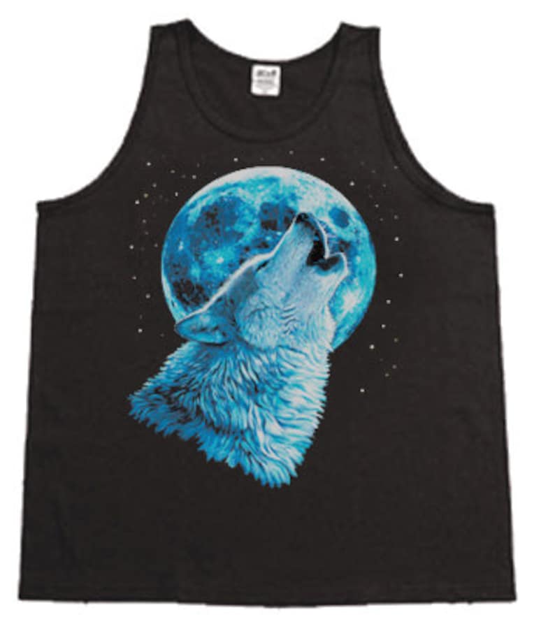 Lone wolf howling at the moon / Mens Tank top or Sleeveless T-shirt image 2