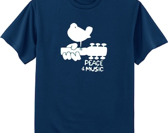 Camiseta de Woodstock - guitarra de paz y música