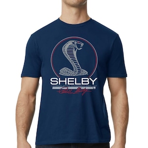 Shelby Cobra Navy Blue Graphic Design T-Shirt Ford Shelby Lover MOPA  Car Lover Shelby Fan Novelty Shelby Design Car Logo Shelby