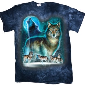 Night Wolves Wolf Pack Moon Graphic Tee Tie Dye T-shirt for Men