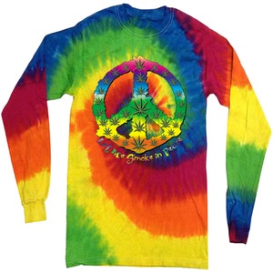 Long sleeve shirt tie dye shirt Marijuana cannabis 420 weed pot shirt