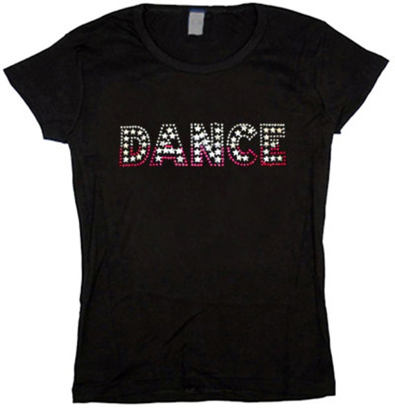 Ladies Tshirt / Rhinestone / Sequins / Dance design Etsy