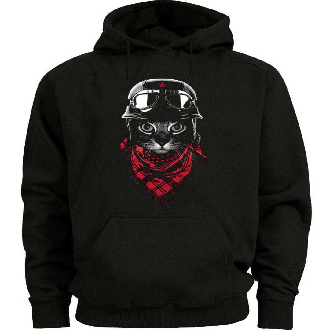 Black Cat Hoodie Cool Hipster Cat Sweatshirt Etsy