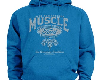 Felpa Con Cappuccio Unisex Wild Bobby Con Logo Ford Racing, Cotone Misto, Nera