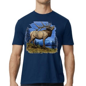 Moos Graphic Design Novelty Moos Elk  Wildlife Nature Lover Proud Moos Design  Graphic Navy Blue Tee