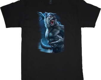 Camiseta de hombre lobo, hombre lobo aterrador, camiseta retro de Halloween, camiseta de arte oscuro, camiseta lúgubre y oscura, camiseta gótica, camiseta de hombre lobo, camisetas de Halloween