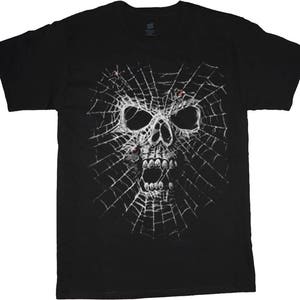 Halloween shirt spinnenweb schedel tee shirt heren