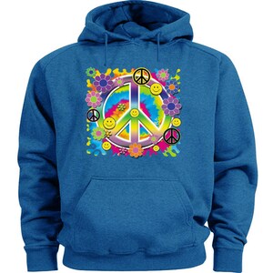 Hippie peace sign hoodie flower child sweatshirt