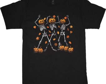 Pumpkin Head Skeleton T-shirt Mens Halloween Costume Tee Shirt