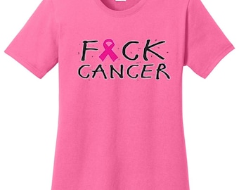 F Cancer T-shirts Women's Pink Ribbon Gifts Breast Cancer Tees Ladies