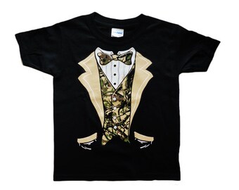 Boys tuxedo shirt camo tux funny kids shirts