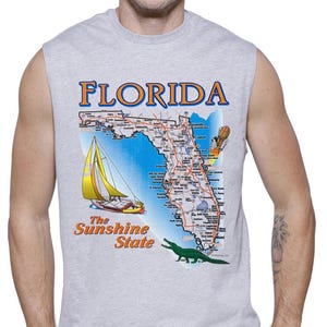 Florida State Karte Souvenir ärmelloses Shirt, Urlaub Shirt, Sommer Shirt, Angeln Shirt, Sunshine State Shirt, Geschenk für ihn,