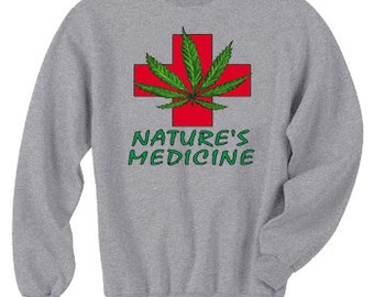 Sudadera cuello redondo / medicina de la naturaleza maceta hoja