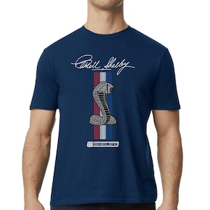 Shelby Cobra Navy Blue Graphic Design T-Shirt Ford Shelby Lover MOPA  Car Lover Shelby Fan Novelty Shelby Design Car Logo Shelby