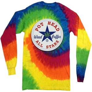 Stoner gifts tie dye shirt for men long sleeve tee weed pot leaf 420