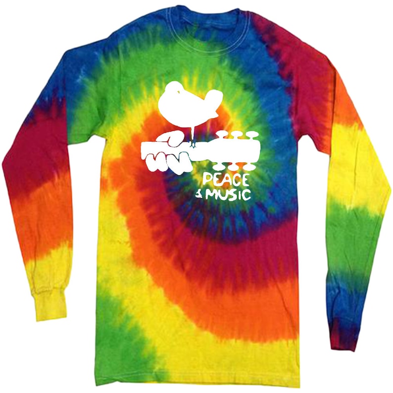 Woodstock Shirt Tie Dye Tshirt for Men Long Sleeve Tee Peace Etsy