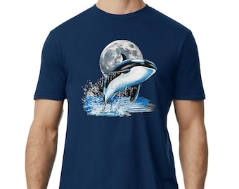 Wal Mond Natur Ozean Nautical Whale Beobachtet Whale Lover Natur Liebhaber Strand Urlaub Geschenk für Ihn Souvenir Tee