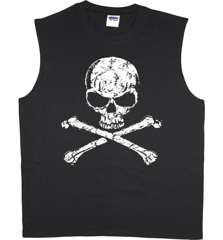 Skull and Crossbones Mens Sleeveless Shirt Muscle Tee Etsy