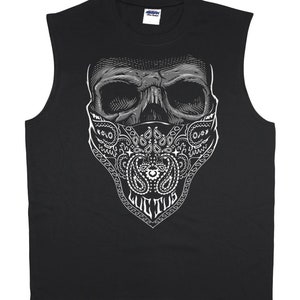 Bandana Skull Shirt Mens Sleeveless Muscle Tee