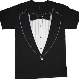 Groot en hoog tuxedo t-shirt-zwarte tux tee shirt