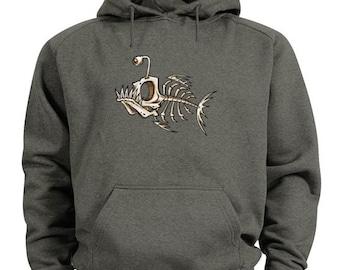 Sudadera con capucha de pez esqueleto huesos