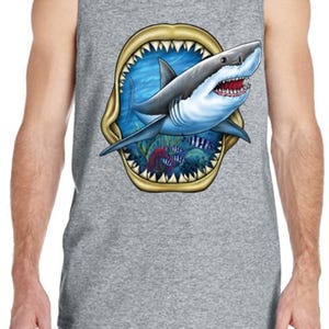 Cool Shark Tank Top , Funny grey Tank Top  , Florida Fun Shirt , Weekend Fishing Shirt , Souvenir Florida Tank Top , Shark Tee, Fishing Tank