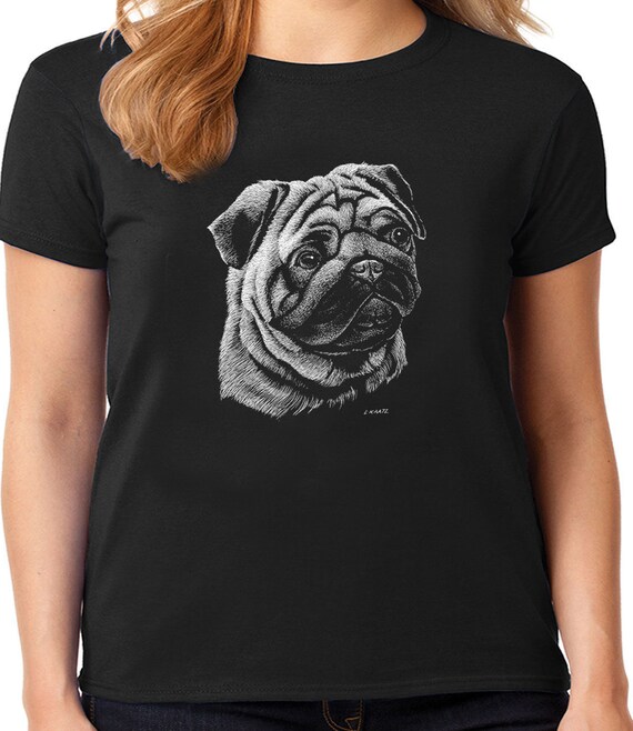 Pug Face T shirt Womens Ladies Tee Dog Breed Gifts Etsy Denmark