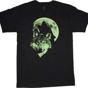 Glow In The Dark Wolf T-shirt Mens Halloween Costume Tee