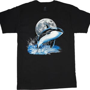 Whale Moon T- Shirt , Whale jumping out the water T Shirt , Nature ,Whale , Ocean , Vacation ,