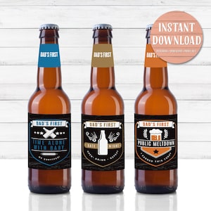 6 New Dad Beer Labels - Fathers Day- First Time Dad - Beer Milestone - INSTANT DOWNLOAD