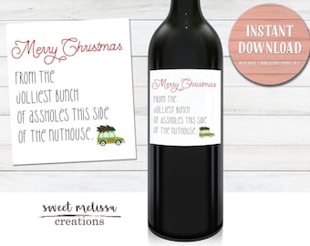 Christmas Vacation Wine Label - The Griswold Funny Christmas Gift Holiday Gift - INSTANT DOWNLOAD - Print at home - Sweet Melissa Creations