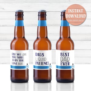 Father&#39;s Day Beer Labels: Dad Quotes, Beer Stickers (Instant Download)