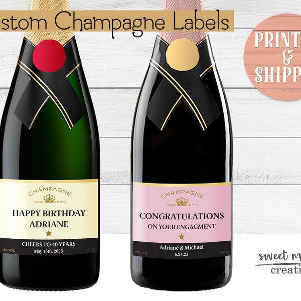 Custom Champagne Labels, Engagement Gift, Birthday Gift, Wedding Gift, Couple Gift, Champagne Gift, Personalized Champagne Gift
