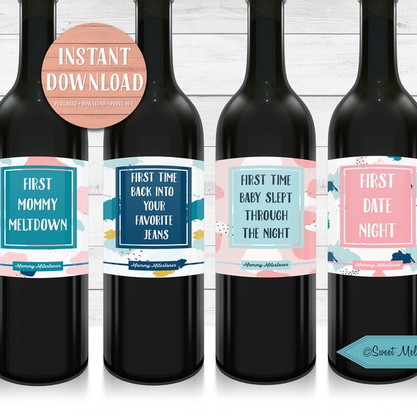 Mommy Milestone Wine Labels Etsy