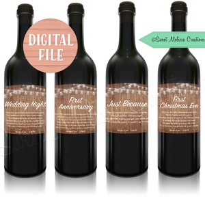 Wine Labels Rustic Wedding-1st Milestone-DIGITAL-Custom with Couples Name and Date-You Choose-Wine Basket Gift-Bridal Shower-Engagement