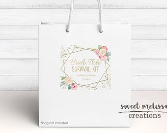 Bride Tribe Survival Kit Labels-Bachelorette Kit-Hangover Survival Kit-Gift Bag Label