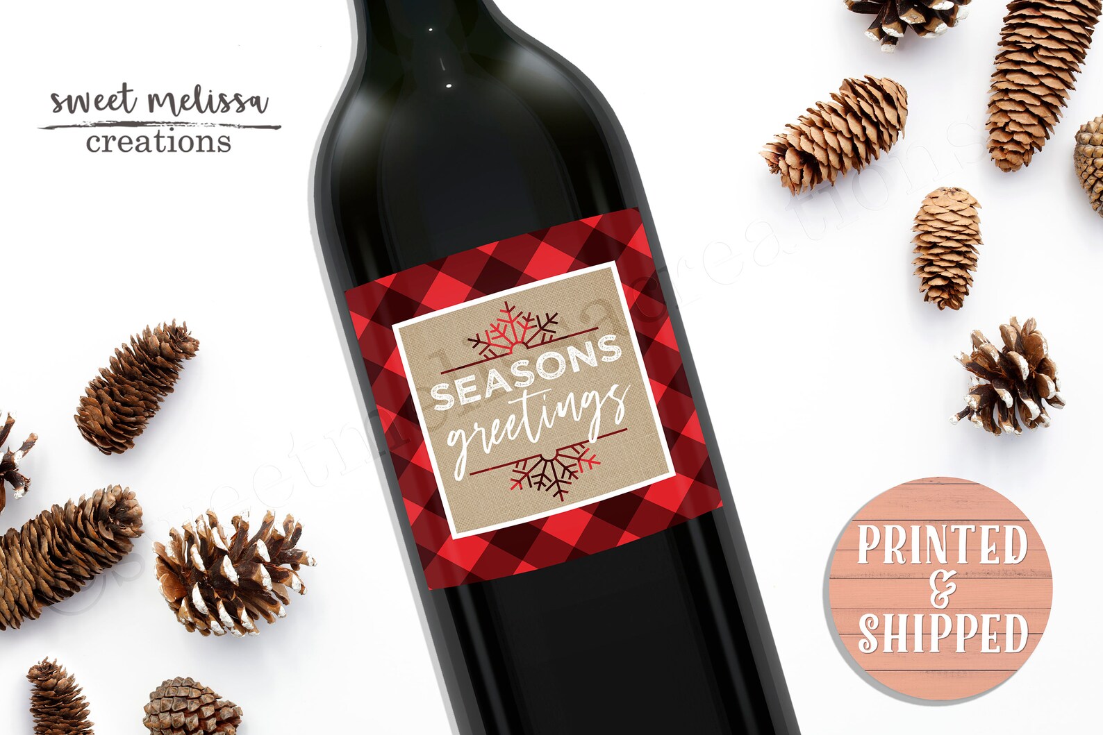 Seasons Greetings Wine Labels Holiday Gift Christmas Wine Etsy
