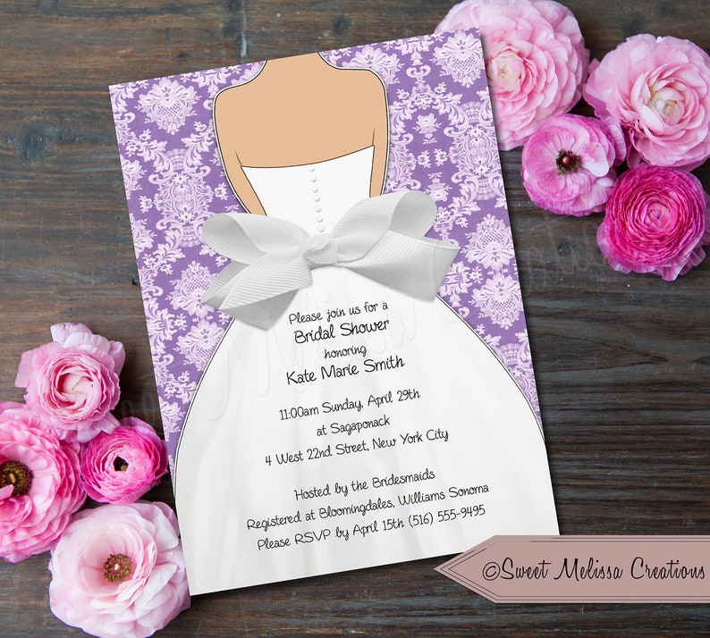 Damask & Bow Bridal Shower Invitation Wedding Invitation Etsy