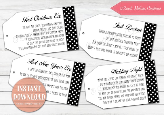 Instant Download 1st Milestone Wine Poem Tags Black White Etsy