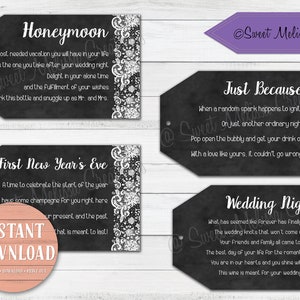 Bridal Shower Wine Poem Tags: Milestone Gift Basket (Digital Download)