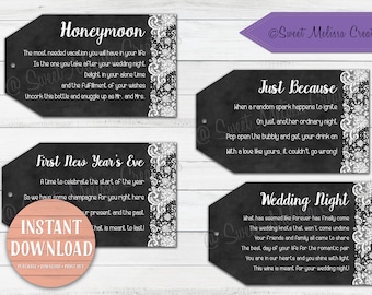Bridal Shower Wine Poem Tags: Milestone Gift Basket (Digital Download)