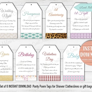 SOFORTIGER DOWNLOAD Panty Line Poem Cards-Print at Home - DIY -Sweet Melissa Creations