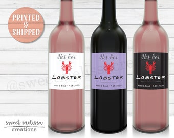 He's Her Lobster Wine Label - Friends TV Theme  - Wedding Label - Bachelorette Party - The One Where - Printed - Sweet Melissa Creations