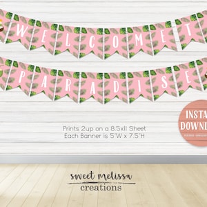 Welcome to Paradise Banner: Tropical Party Decor (Digital Download)