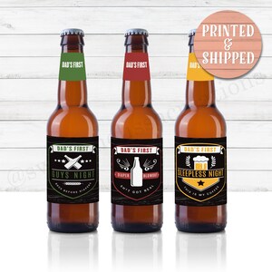 6 New Dad Printed Beer Labels - Fathers Day- First Time Dad - Beer Milestone - Printed and Shipped